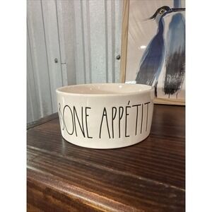 Rae Dunn "BONE APPETIT" Ceramic Dog Bowl 6"Wide 2.5" Deep